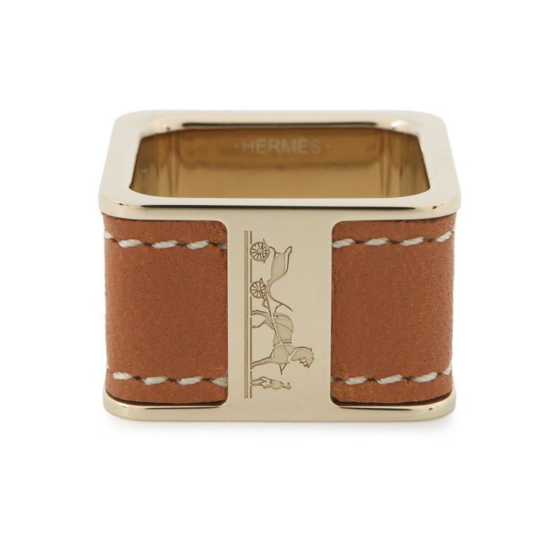 エルメス スカーフリング ボルデュック・セリエ マロン・アルザン/シャンパンゴールド金具 Bolduc HERMES 小物 スカーフホルダー