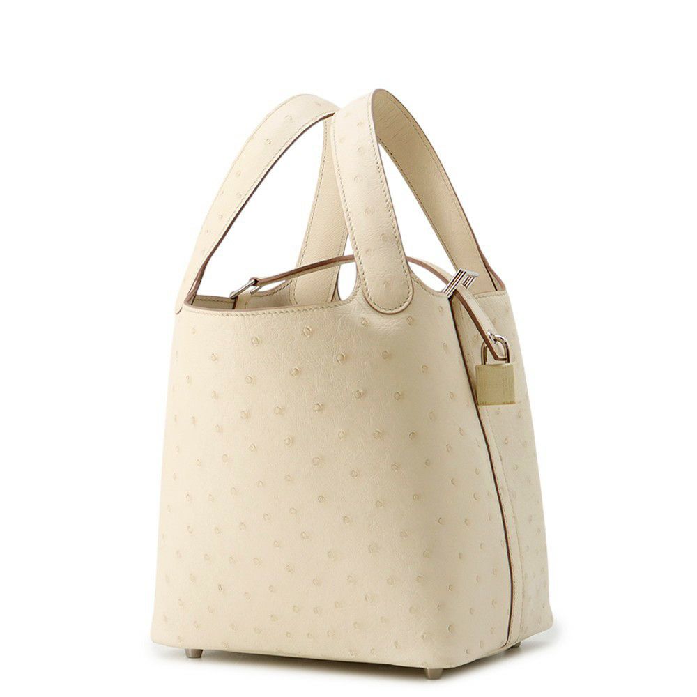 エルメス ハンドバッグ ピコタンロックPM パーシュマン/シルバー金具 オーストリッチ B刻印