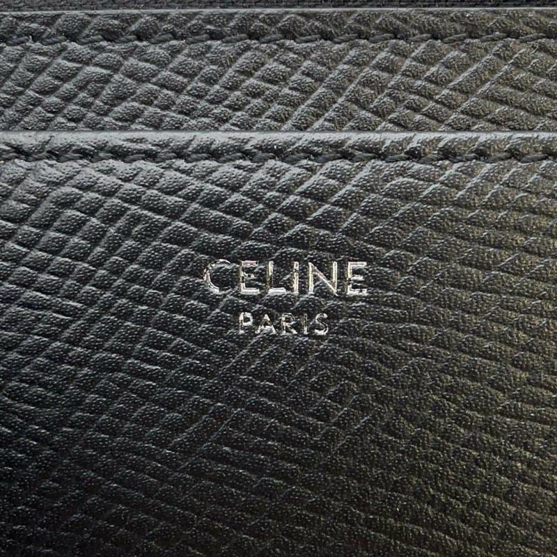 セリーヌ カードケース ジップ付き ロゴ カーフレザー 10F993BEL CELINE 財布 黒