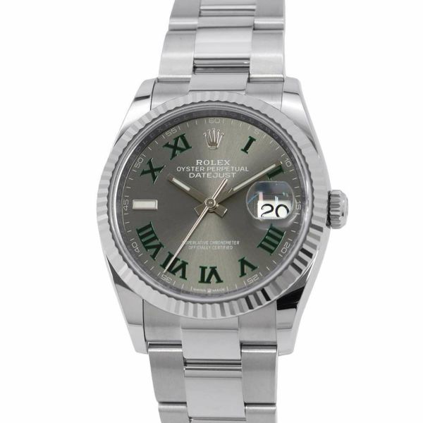 ロレックス デイトジャスト36 SS/K18WGホワイトゴ ールド ランダムシリアル ルーレット 126234 ROLEX 腕時計 スレート文字盤 ローマン