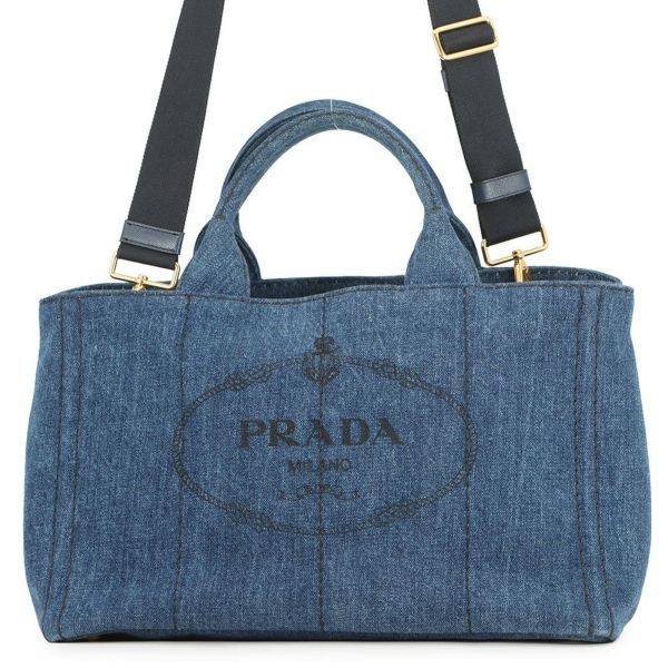 プラダ トートバッグ カナパ CANAPA ミディアム デニム 1BG642 PRADA 2way