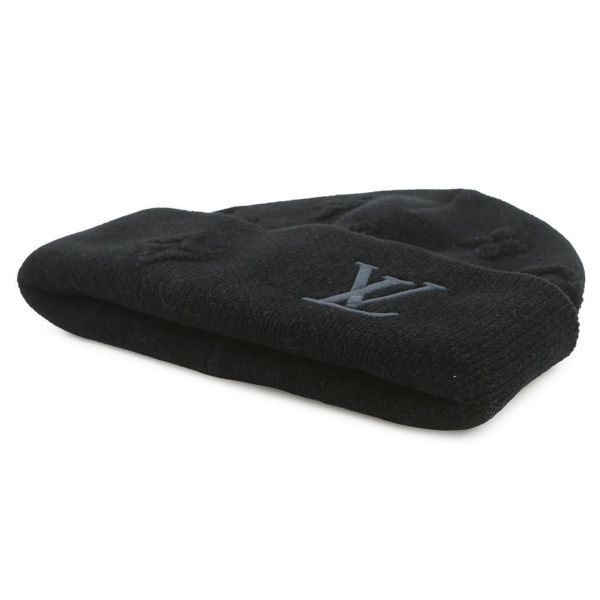 ルイヴィトン ニット帽 ビーニー・LV クラッシュ モノグラム コットン サイズS M96194 ヴィトン 帽子 ブラック 黒