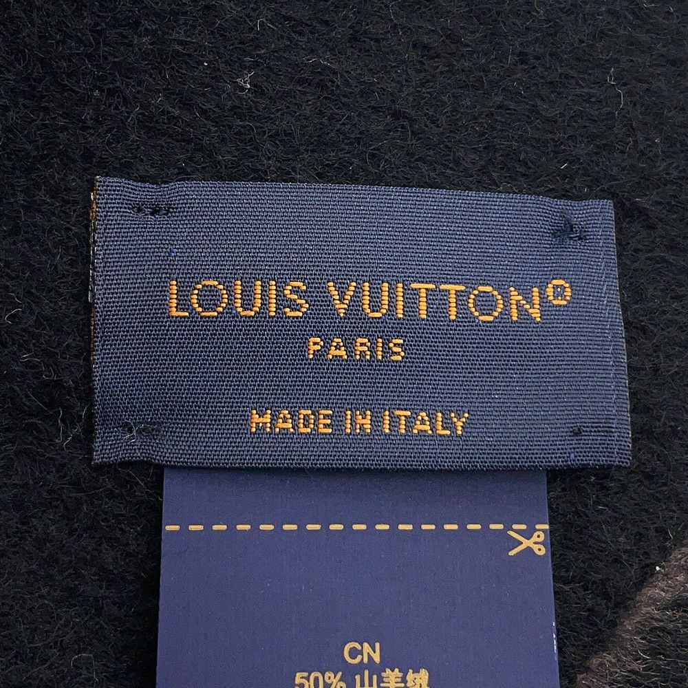 ルイヴィトン マフラー ジ アルティメット カシミヤ/ウール M76383 LOUIS VUITTON ストール ブラック 黒 白