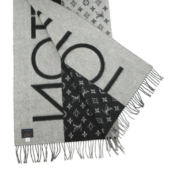 ルイヴィトン マフラー LV スプリット カシミヤ M70924 LOUIS VUITTON モノグラム ブラック 黒