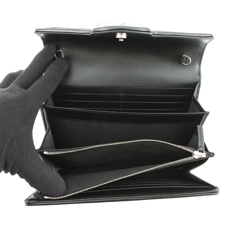 グッチ チェーンウォレット GGマーモント レザー 474575 GUCCI 財布 ダブルG 黒