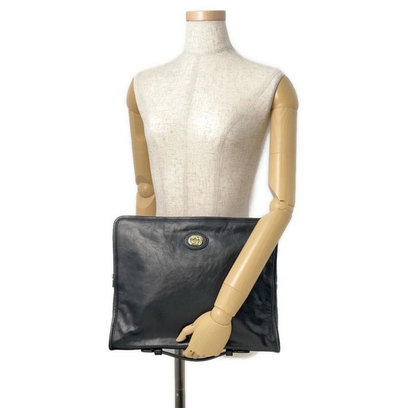 グッチ クラッチバッグ インターロッキングG レザー 575829 GUCCI バッグ セカンドバッグ 2wayハンドバッグ 黒