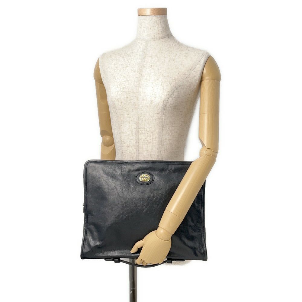 グッチ クラッチバッグ インターロッキングG レザー 575829 GUCCI バッグ セカンドバッグ 2wayハンドバッグ 黒