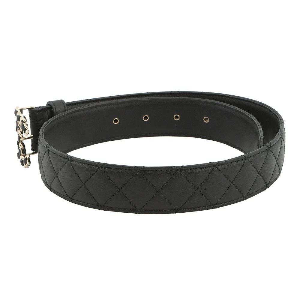 シャネル ベルト ココマーク ロゴ レザー B25 V サイズ70 CHANEL 黒