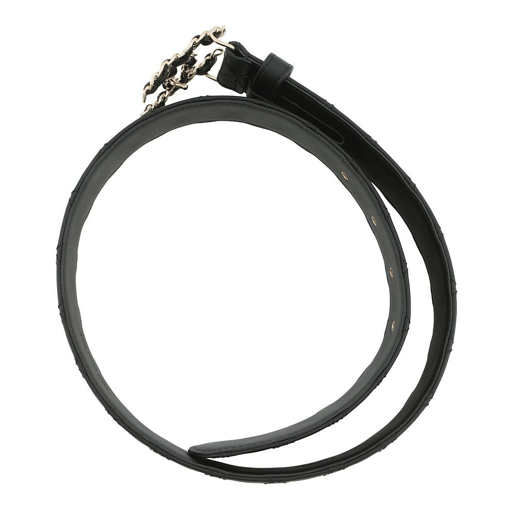 シャネル ベルト ココマーク ロゴ レザー B25 V サイズ70 CHANEL 黒