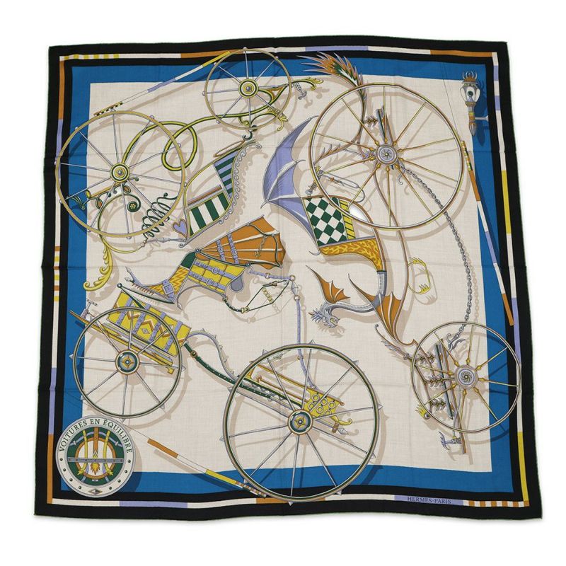 エルメス ストール カレ140 カレジェアン 精巧な馬車 VOITURES EN EQUILIBRE HERMES 2023年秋冬 ソルド品