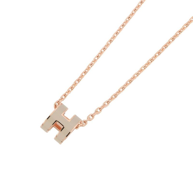 エルメス ネックレス ミニ・ポップアッシュ マロングラセ/ピンクゴールド金具 HERMES アクセサリー ポップH