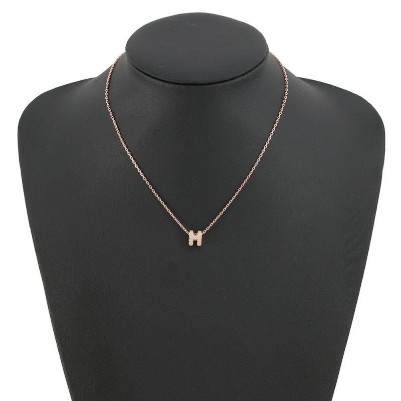 エルメス ネックレス ミニ・ポップアッシュ マロングラセ/ピンクゴールド金具 HERMES アクセサリー ポップH