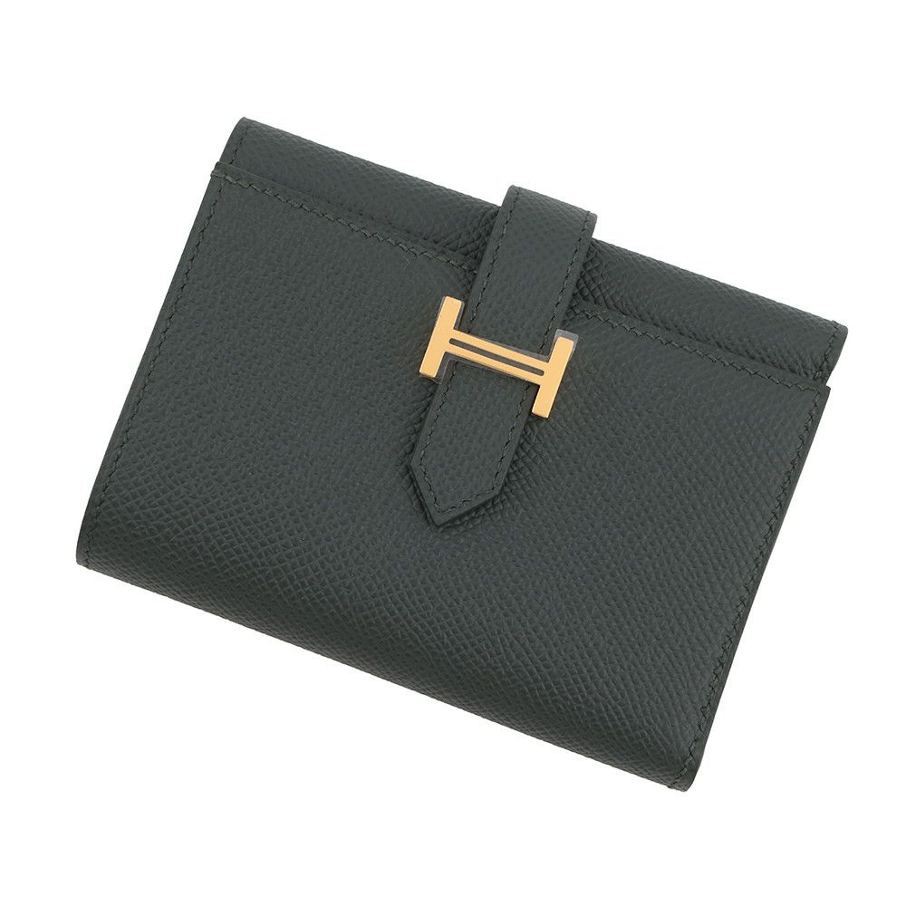 エルメス 三つ折り財布 ベアン コンビネ ブラック/ゴールド金具