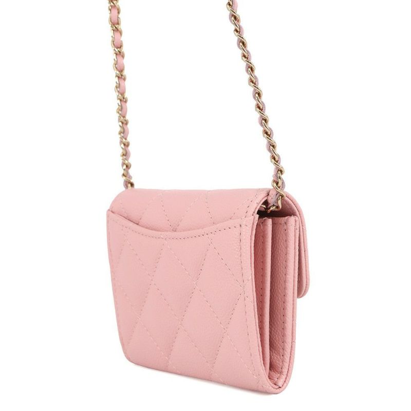 シャネル ミニチェーンウォレット カードケース マトラッセ キャビアスキン AP0238 CHANEL 財布