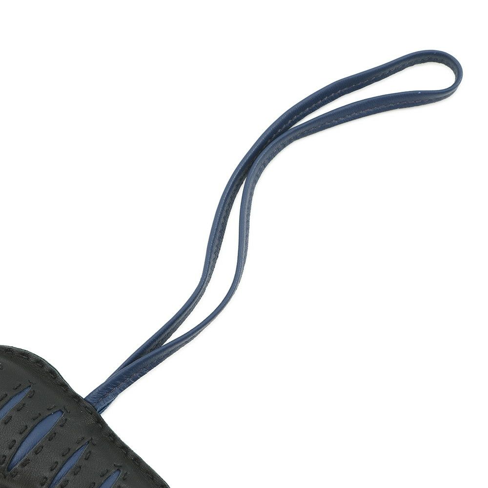 エルメス バッグチャーム ルールーチャーム ブラック/ブルーサフィール ラムスキン HERMES チャーム トラ Rooroo 黒