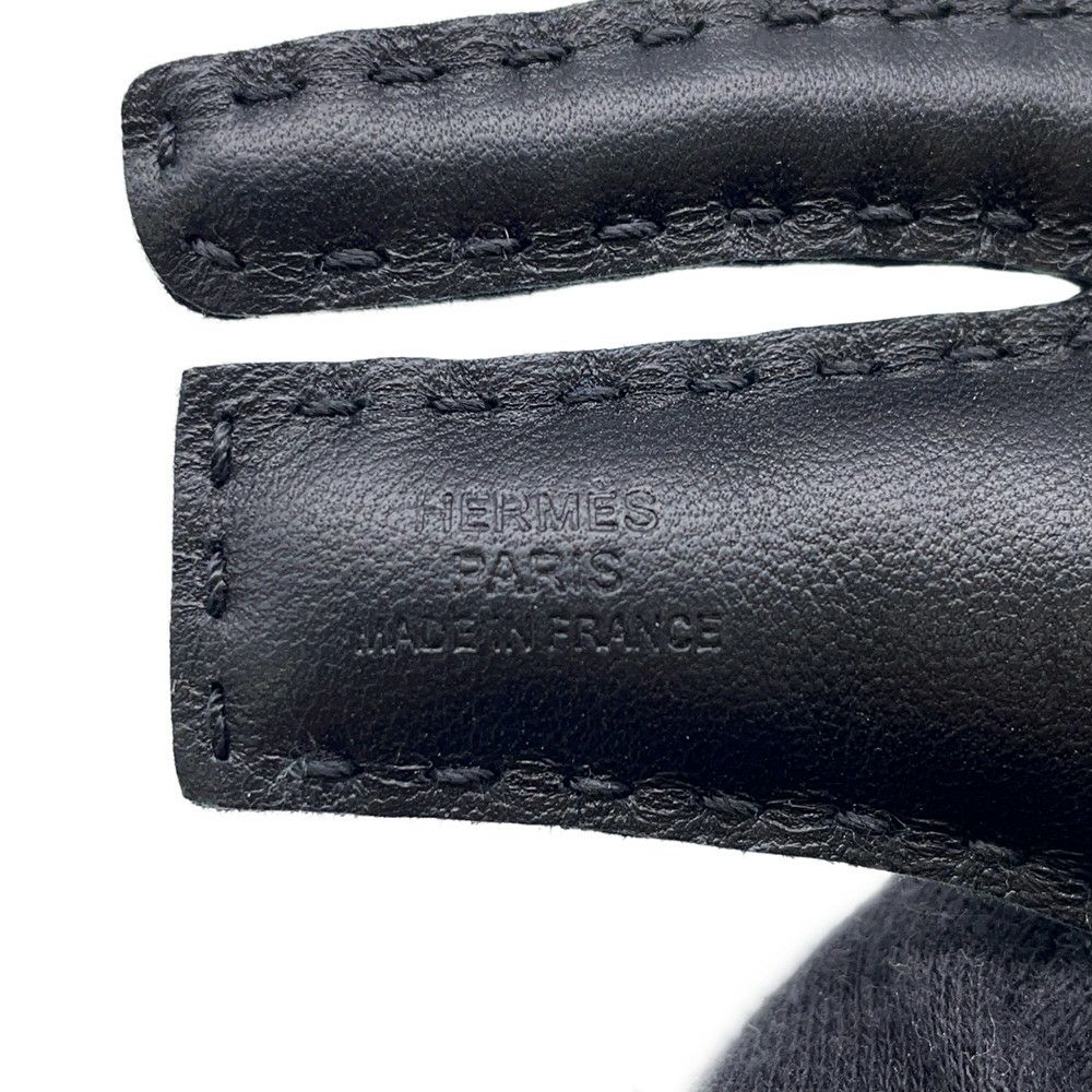 エルメス バッグチャーム ルールーチャーム ブラック/ブルーサフィール ラムスキン HERMES チャーム トラ Rooroo 黒