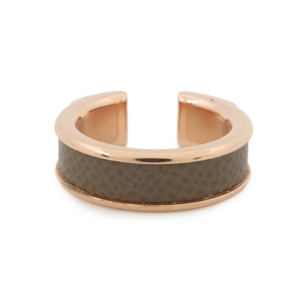 エルメス リング アテナ ドゥブル クルー エトゥープ/ピンクゴールド金具 ヴォーマダム サイズ51 HERMES 指輪