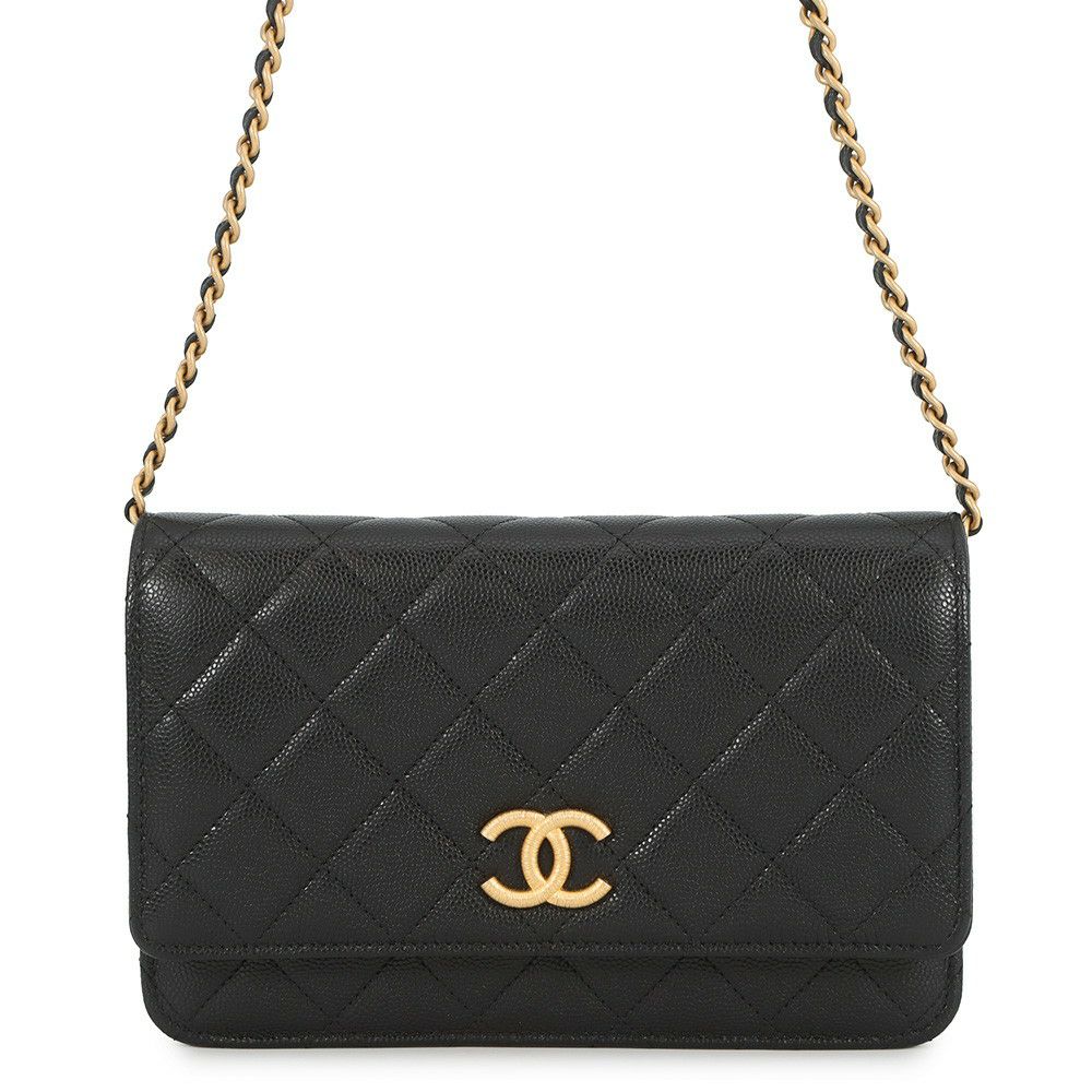 シャネル チェーンウォレット マトラッセ ココマーク キャビアスキン AP3516 CHANEL 黒