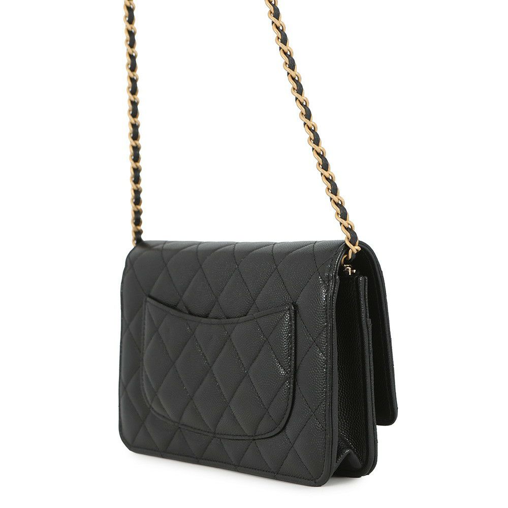 シャネル チェーンウォレット マトラッセ ココマーク キャビアスキン AP3516 CHANEL 黒