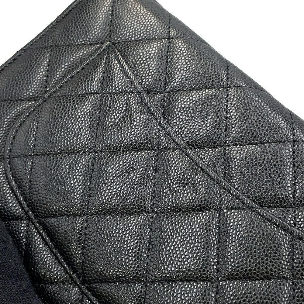 シャネル チェーンウォレット マトラッセ ココマーク キャビアスキン AP3516 CHANEL 黒