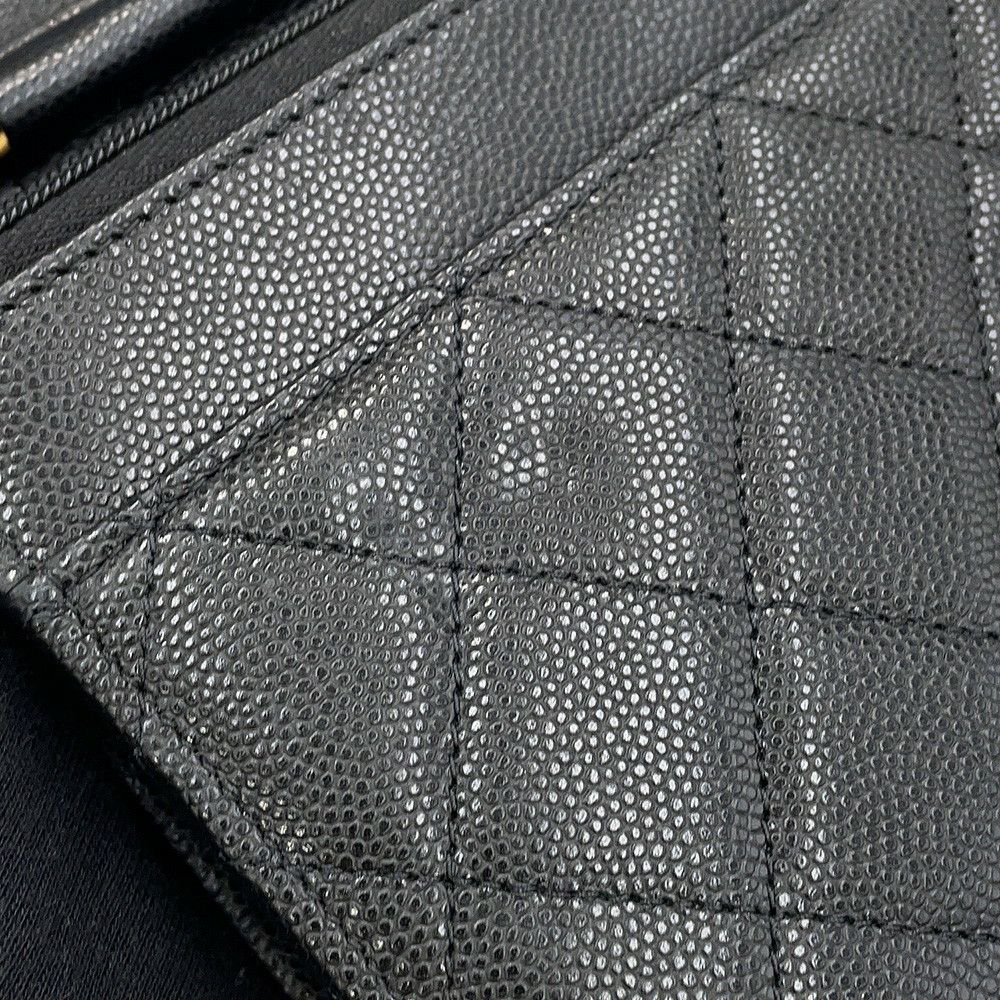 シャネル チェーンウォレット マトラッセ ココマーク キャビアスキン AP3516 CHANEL 黒