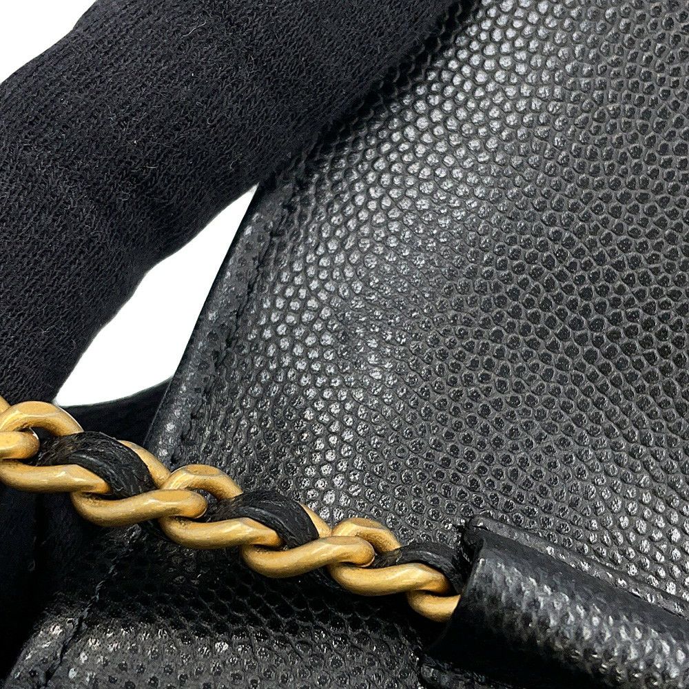 シャネル チェーンウォレット マトラッセ ココマーク キャビアスキン AP3516 CHANEL 黒