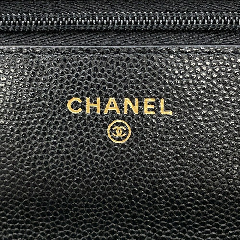 シャネル チェーンウォレット マトラッセ ココマーク キャビアスキン AP3516 CHANEL 黒