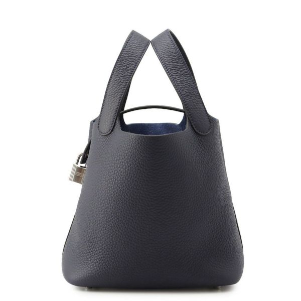 エルメス ハンドバッグ ピコタンロックPM ブルーニュイ/シルバー金具 トリヨンクレマンス K刻印