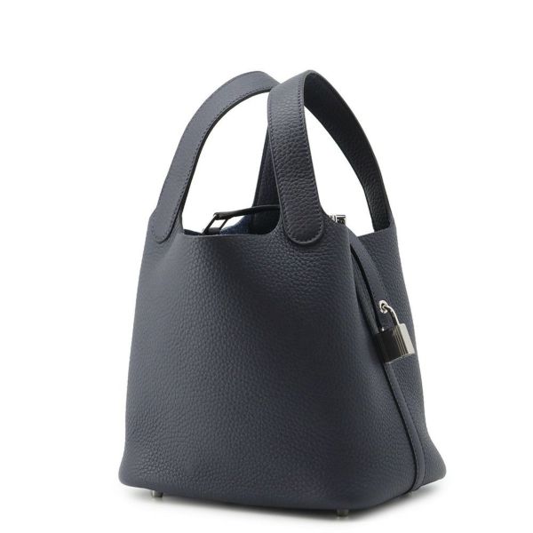 エルメス ハンドバッグ ピコタンロックPM ブルーニュイ/シルバー金具 トリヨンクレマンス K刻印