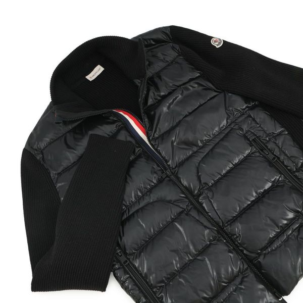 モンクレール ダウンジャケット トリコロール ニット切り替え メンズサイズM E20919416600 MONCLER 黒