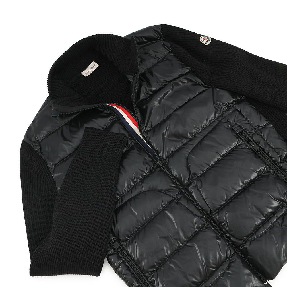 モンクレール ダウンジャケット トリコロール ニット切り替え メンズサイズM E20919416600 MONCLER 黒