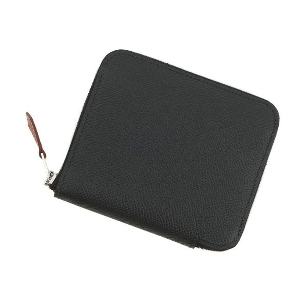 エルメス コインケース アザップコンパクト シルクイン ブラック/シルバー金具 エプソン K刻印 黒