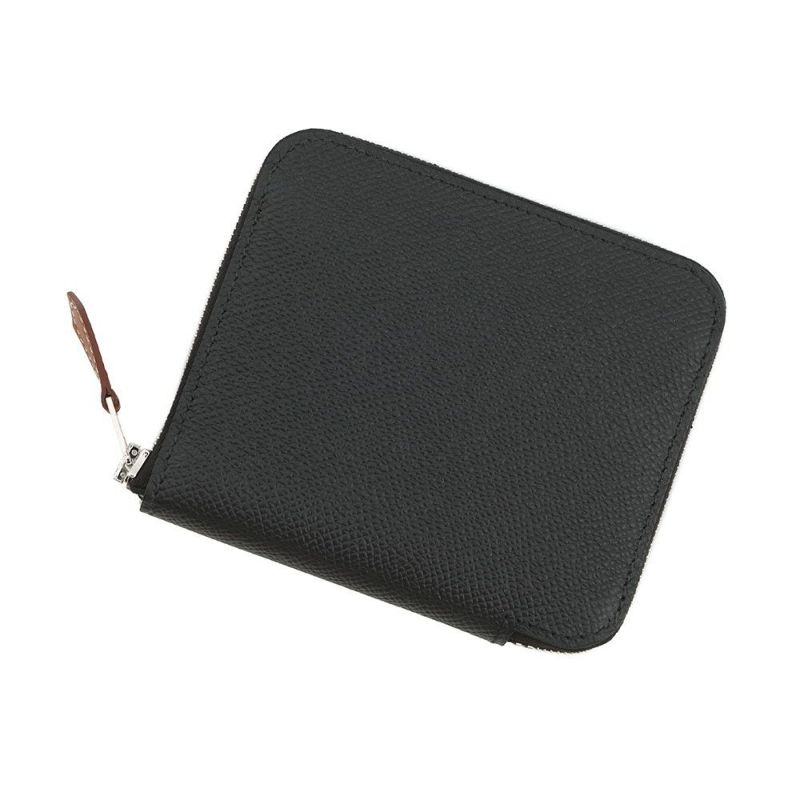 エルメス コインケース アザップコンパクト シルクイン ブラック/シルバー金具 エプソン K刻印 黒