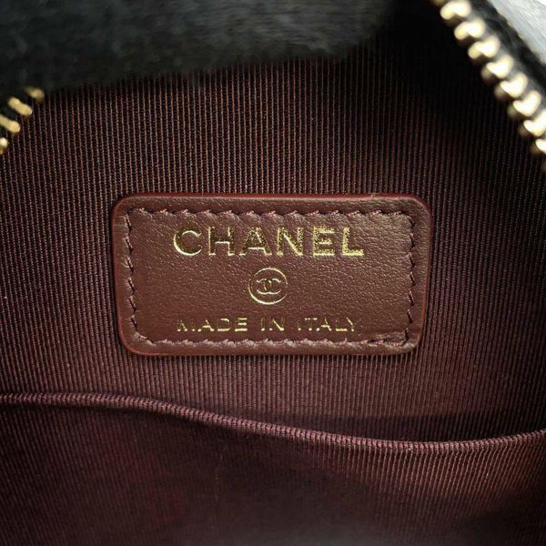 シャネル チェーンショルダーバッグ マトラッセ ココマーク ラウンド キャビアスキン A70657 CHANEL 黒