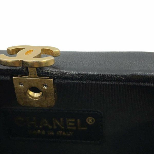 シャネル チェーンショルダーバッグ メタルパネル スクエアクラッチ メタル/ラムスキン CHANEL 黒