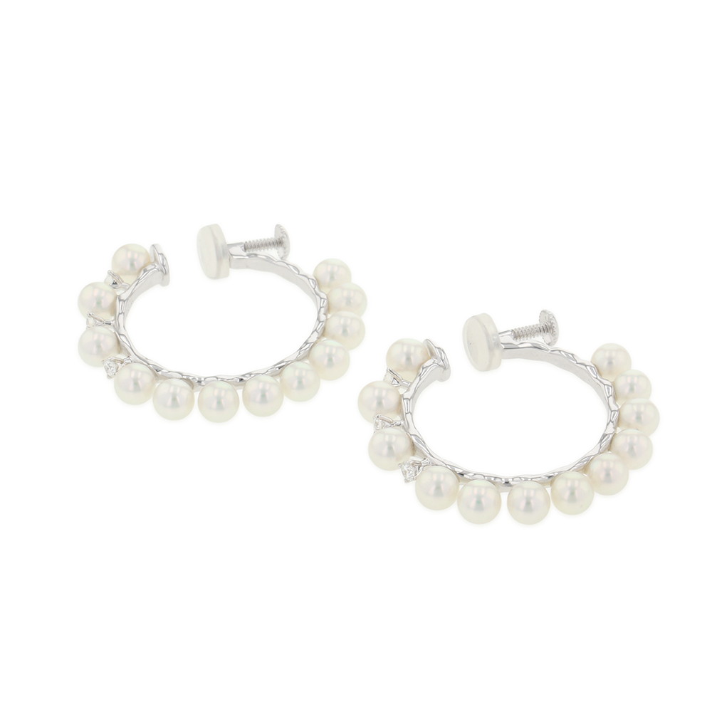 タサキ イヤリング あこや真珠/ダイヤモンド 計0.18ct K18WGホワイトゴールド TASAKI パール