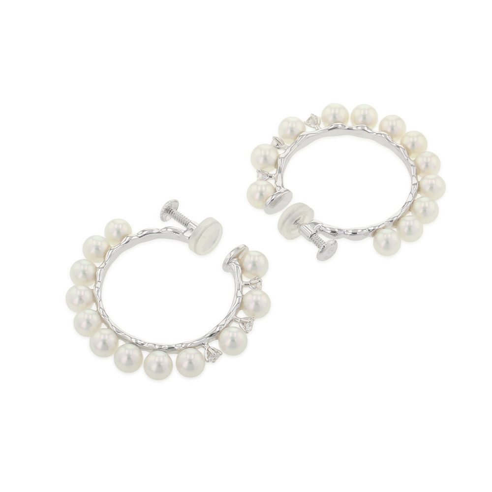 タサキ イヤリング あこや真珠/ダイヤモンド 計0.18ct K18WGホワイトゴールド TASAKI パール