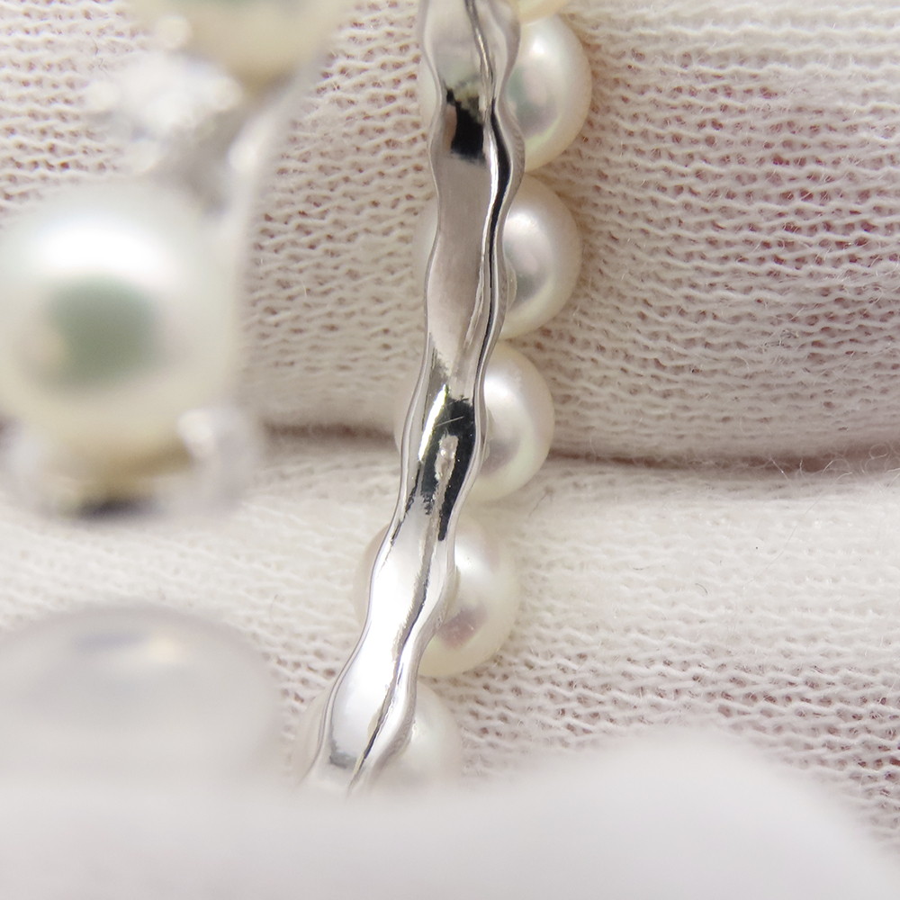 タサキ イヤリング あこや真珠/ダイヤモンド 計0.18ct K18WGホワイトゴールド TASAKI パール