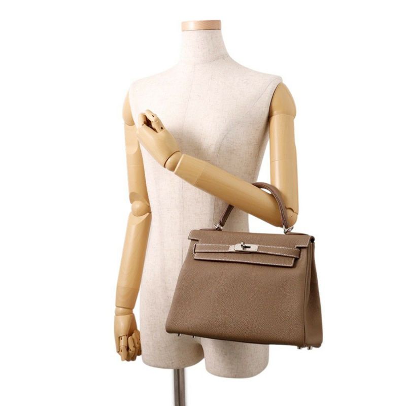 エルメス ハンドバッグ ケリー28 内縫い エトゥープ/シルバー金具 トゴ Y刻印 ２wayショルダー