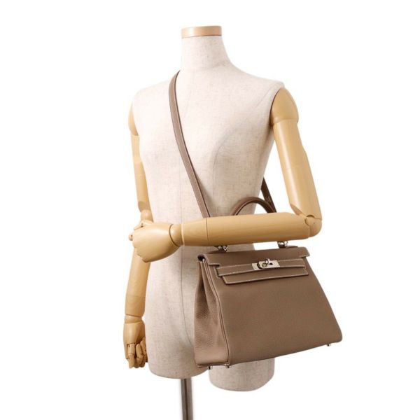 エルメス ハンドバッグ ケリー28 内縫い エトゥープ/シルバー金具 トゴ Y刻印 ２wayショルダー