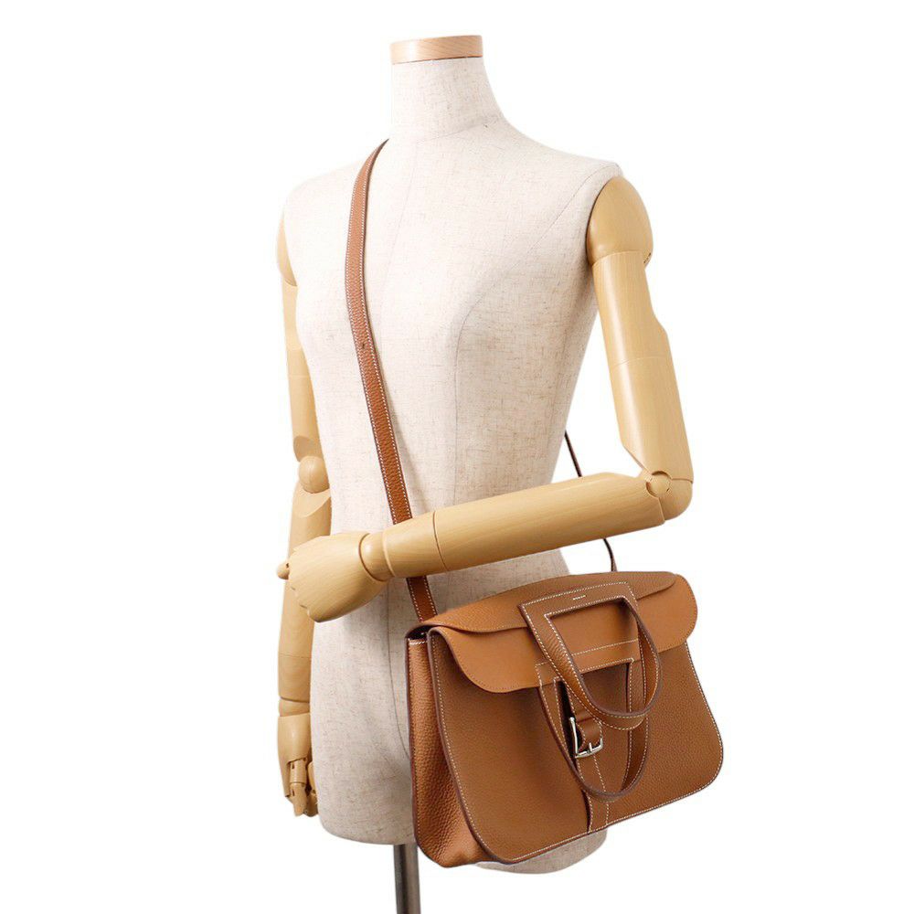 エルメス ハンドバッグ アルザン31 ゴールド/シルバー金具 トリヨンクレマンス C刻印 ２wayショルダー