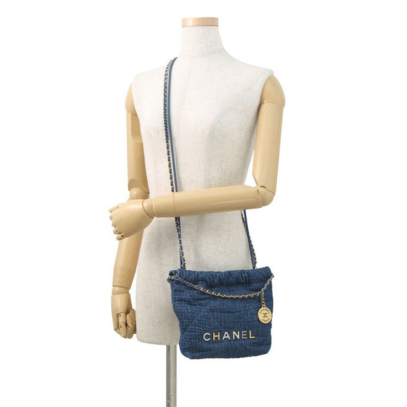 シャネル ハンドバッグ CHANEL 22 ミニ ココマーク デニム コットン AS3980 CHANEL 2wayショルダーバッグ