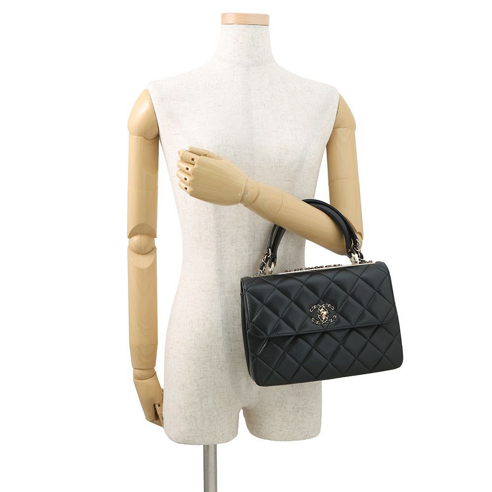 シャネル ハンドバッグ ココマーク マトラッセ トレンディCC ラムスキン A92236 CHANEL 2way チェーンショルダー 黒