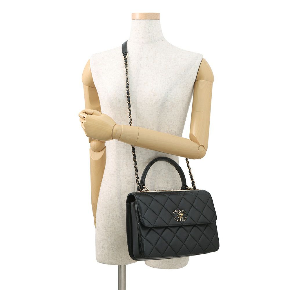 シャネル ハンドバッグ ココマーク マトラッセ トレンディCC ラムスキン A92236 CHANEL 2way チェーンショルダー 黒