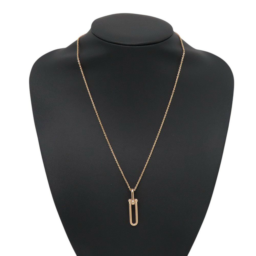 ティファニー ネックレス ハードウェア 細長 リンク ペンダント K18PGピンクゴールド 63982253 Tiffany&Co. ジュエリー