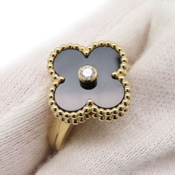 ヴァンクリーフ＆アーペル リング ヴィンテージ アルハンブラ リング オニキス/ダイヤ 1P 0.05ct K18YG サイズ53 VCARA41000 指輪