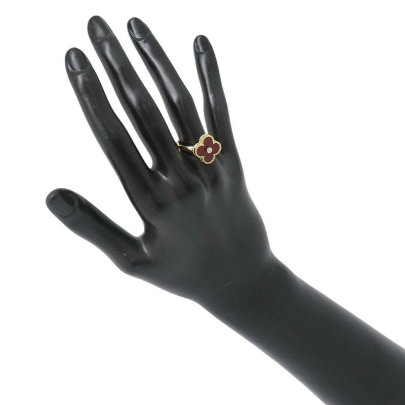 ヴァンクリーフ＆アーペル リング ヴィンテージ アルハンブラ カーネリアン/ダイヤ 1P 0.05ct K18YG サイズ53 VCARD40800 指輪