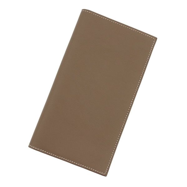 エルメス 二つ折り長財布 シチズンツイル ロング エトゥープ/シルバー金具 スイフト B刻印 メンズ