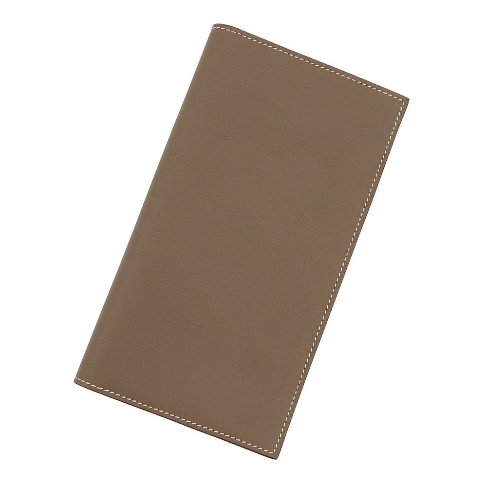 エルメス 二つ折り長財布 シチズンツイル ロング エトゥープ/シルバー金具 スイフト B刻印 メンズ