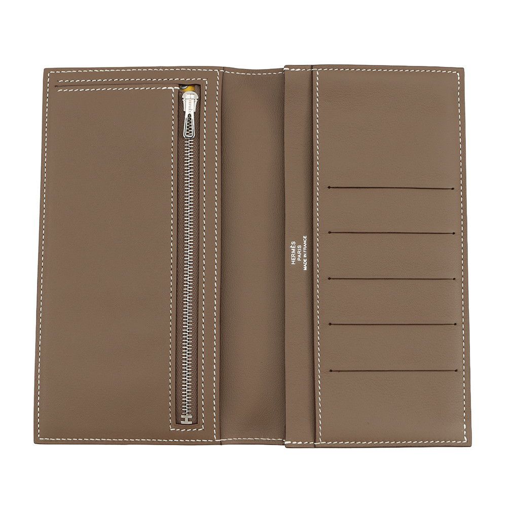 エルメス 二つ折り長財布 シチズンツイル ロング エトゥープ/シルバー金具 スイフト B刻印 メンズ